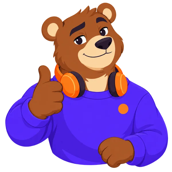 Josh, The Way’s bear companion, welcomes you with a thumbs-up